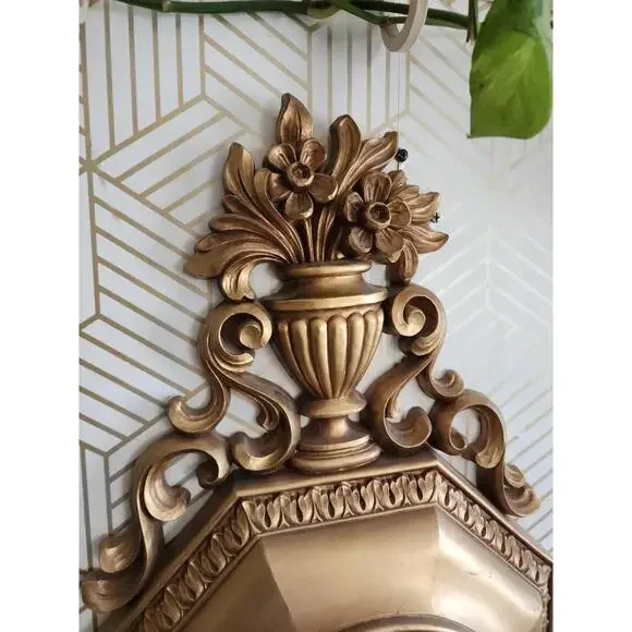 Vintage Syroco Ornate Wall Clock Hollywood Regency MCM 1960s USA 27" - Picture 5 of 9